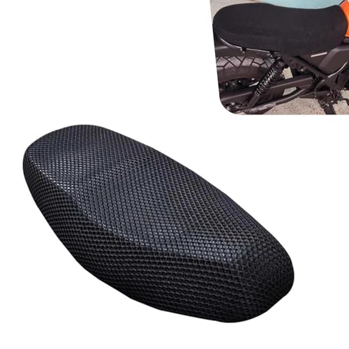 1 PC Motorcycle Seat Cover, Insulated Breathable Moped Seat Cover, 37.4x23.6In Soft Honeycomb Anti-slip Cushion, Universal Motorcycle Scooter Moped Protector (Black #L)