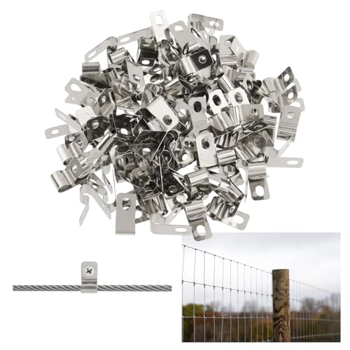 Antrader R-Type Cable Clips,6mm/0.24" Cable Clamps with Screws,304 Stainless Steel,100Pcs - color: Silver Tone, size: 0.24 Inch