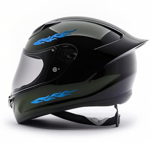 customTAYLOR33 High-Intensity Grade Premium Reflective Tribal Flame Helmet Decals, Motorcycle Safety Sticker Decals (Special Edition Baby Blue) - color: Special Edition Baby Blue