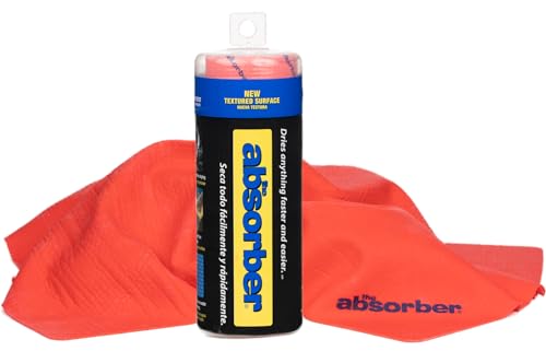 CleanTools The Absorber® Small 17-Inch x 13-Inch, Textured Surface - Synthetic Premium Drying Chamois Cloth for Cars & Bikes - Super Absorbent, Scratch-Free & Machine-Washable (Red) - color: Red