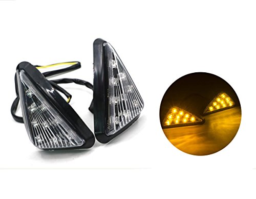 Triangle Flush LED Motorcycle Turn Signals Blinkers Indicator Lights 1 Pair (Amber) - color: Amber