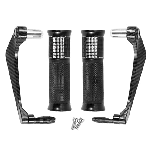 7/8" 22mm 15/16" 24mm Motorcycle Hand Grips Cover Kit Aluminum Alloy Rubber Handlebar Grips Diamond Pattern Side Checkered Diamond Pattern Black - color: Black