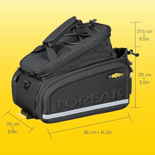 Topeak MTX TrunkBag - Rear Bicycle Bag - Spacious Storage and Easy Mounting - style: No Panniers, Expandable Top