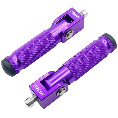 Universal Motorcycle Bicycle Folding Passenger Foot Pegs M8 Rearsets Rear Set Footrests Footpeg Foot Rest Peg Pedals For Bike Install Hole 8mm (Purple) - color: Purple