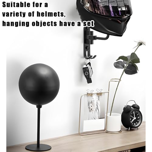 povtii Helmet Hanger Wall Mount, 180° Rotatable Helmet Holder, Bicycle Helmet Hanger with Hooks, Motorcycle Accessories (Wall Mount) - color: Wall Mount