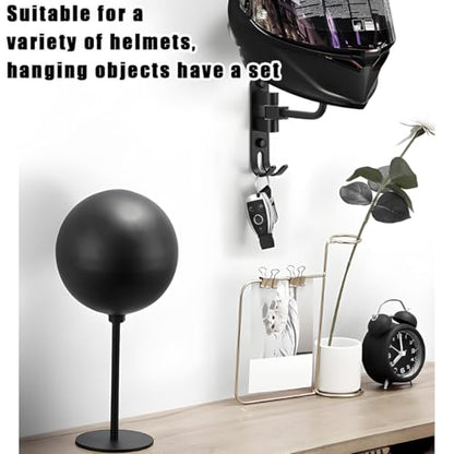 povtii Helmet Hanger Wall Mount, 180° Rotatable Helmet Holder, Bicycle Helmet Hanger with Hooks, Motorcycle Accessories (Wall Mount) - color: Wall Mount