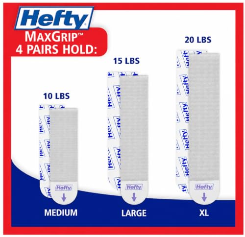 Hefty Picture Hanging Kit - 16 Medium Pairs, Holds Up to 12 Lbs | Picture Hangers & Kit for Home Decor - Picture Hanging Hardware for Superior Adhesion on Frames, No Nails