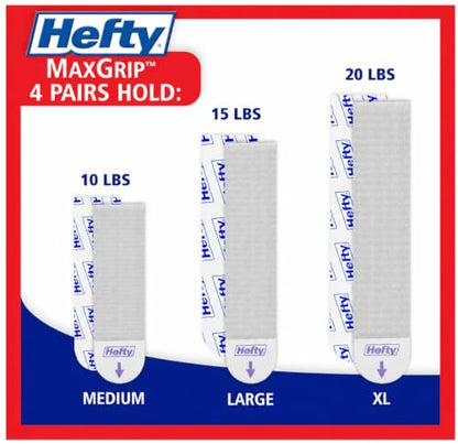 Hefty Picture Hanging Kit - 16 Medium Pairs, Holds Up to 12 Lbs | Picture Hangers & Kit for Home Decor - Picture Hanging Hardware for Superior Adhesion on Frames, No Nails