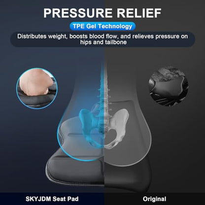 Turtle-Shaped Motorcycle Seat Cushion, Large 3D-Honeycomb Structure Pressure Relief & Breathable Motorcycle TPE Gel Seat Pad for Long Rides