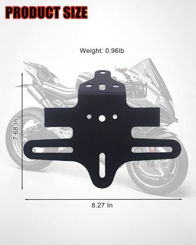 Tidy Tail Fender Eliminator License Plate Frame with LED Light Compatible with CFMOTO 450SS/450NK 2023 2024 2025,Aluminum Alloy,Laser Cutting,CFMOTO 450SS Accessories,CFMOTO 450NK Accessories