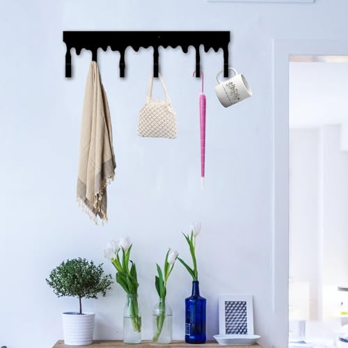 Custom Dripping Key Holder Wall Hook Rack, Unique Metal Hooks for Keys and Coats, Modern Artistic Home Organizer (Dripping Key Holder) - color: Dripping Key Holder