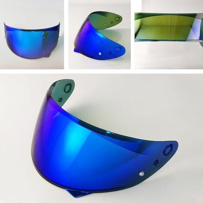 HJ-34P Helmet Visor Replacement for HJC C10.Motorcycle Helmet Shield UV Protection Compatible with HJC C10 (Revo Deep Blue+Anti Fog Film) - color: Anti Fog Film+revo Deep Blue