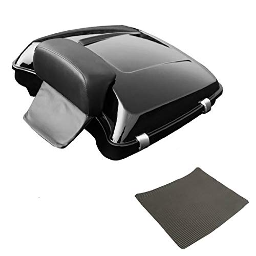 XFMT Motorcycle Razor Trunk Luggage w/Passenger Backrest Pad For 2014-2025 Harley Touring Road Glide Street Glide Electra Glide - color: Razor Trunk&Pad
