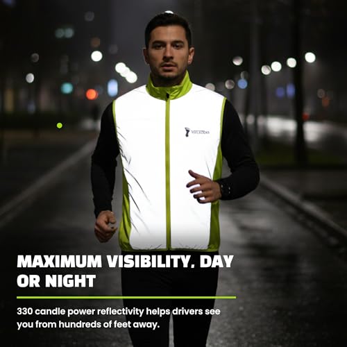 ReflecToes Reflective Bike Vest for Night Visibility – Hi Vis Running & Cycling Gilet – Lightweight, Breathable Outer Layer - size: X-Large, style: Lightweight