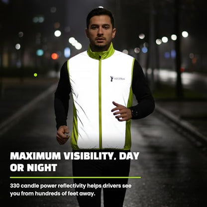 ReflecToes Reflective Bike Vest for Night Visibility – Hi Vis Running & Cycling Gilet – Lightweight, Breathable Outer Layer - size: X-Large, style: Lightweight