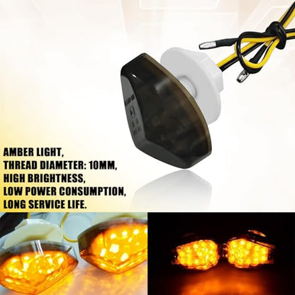 Flush Mount Motorcycle Turn Signals LED Amber Blinkers for Honda, Smoked Motorcycle Brake Blinkers, 12V Front Indicators Lights Turning Lamp for Honda CBR600RR CBR1000RR CBR600F4 CBR900(2PCS)