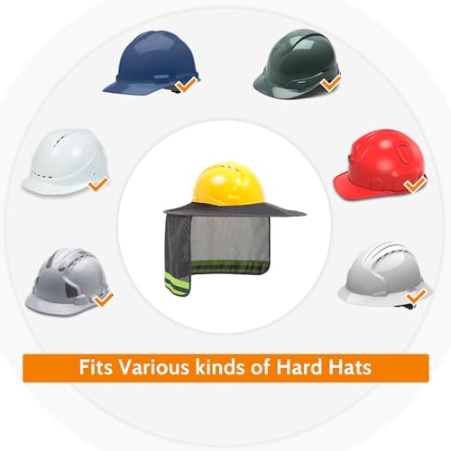 TCCFCCT Hard Hat Sun Shade, Full Brim High Visibility Mesh Neck Sun Shield and Bandana Face Scarf with Construction Arm Sleeves, 3 Packs, Black - color: Sun Shade 1+bandana 1+sleeves 1pair Black