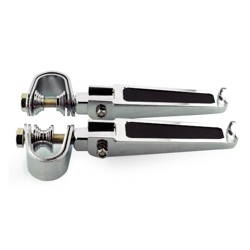 Motorcycle Footpegs Highway Pegs Adjustable Rubber Footrest 7/8" OR 1" Engine Guard Clamp Kit For Touring Road King Softail Dyna Universal (Chrome) - color: Chrome # 3
