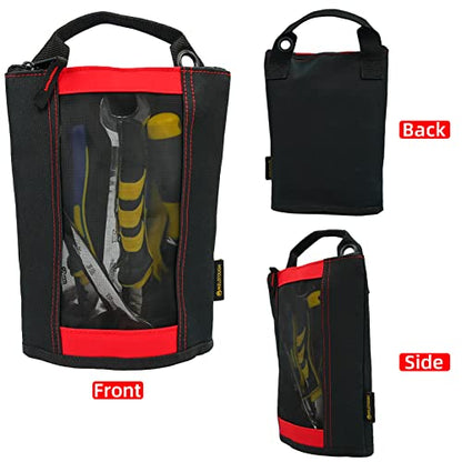 MELOTOUGH Fastener Bag Utility Canvas Zipper Tool Bag Heavy Duty Mesh Window, Hanging Grommets (Red 2 pack） - color: Red color