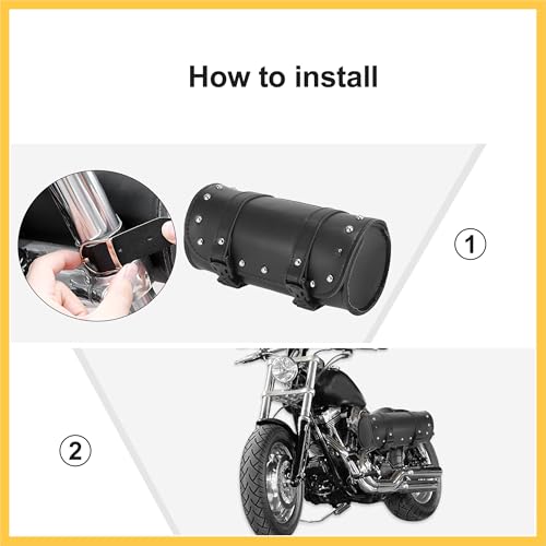 Universal Motorcycle Fork Handlebar Tool Bag Cycling Storage Pouch Bag Waterproof Faux Leather Black Auto Replacement Parts
