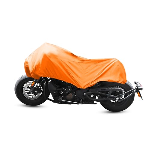 Motorcycle Cover Lightweight Half Cover Outdoor Waterproof Rain Dust Protector Orange M Size for Most Full Dress Touring Cruiser Replacement