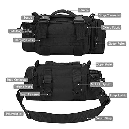 BraveHawk OUTDOORS Bike Handlebar Bag, 900D Nylon Oxford Multi-Purpose Tactical Waist Bag Heavy-Duty Water Resistant MOLLE Outdoor Bicycle Pack for Cycling Hiking (Large) - size: Large