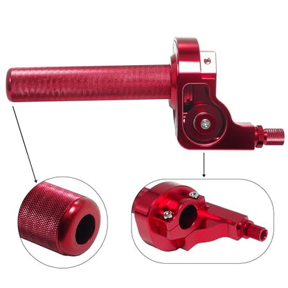 Motorcycle Throttle Grip 7/8" 22mm CNC Aluminum Quick Twister with Throttle Cable for KLX CR CRF EXC XR CRF50 CRF230 50 110 125 230 250 Dirt Pit Bike Motocross Motorbike Quad ATV - color: Style-B-Red
