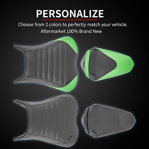 Motorcycle Ninja 400 Z400 Front Driver Rider Solo Seat Cowls Anti Slip Rear Passenger Seat Covers Cushion Pad for Ka-wasaki Ninja400 Ninja-400 Z 400 Z-400 2018 2019 2020 2021 2022 2023 (Black-Front) - color: Black-Front