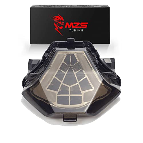 MZS Motorcycle Tail Light, LED Turn Signal Integrated Blinker Smoke Compatible with MT07 MT-07 FZ-07 FZ07 2014-2017 / YZF R3 2015-2024 / R25 2014-2024 / MT-03 2015-2019 / MT-25 2015-2019 - size: MT07/FZ07/ YZF R3/ R25/MT-03/MT-25