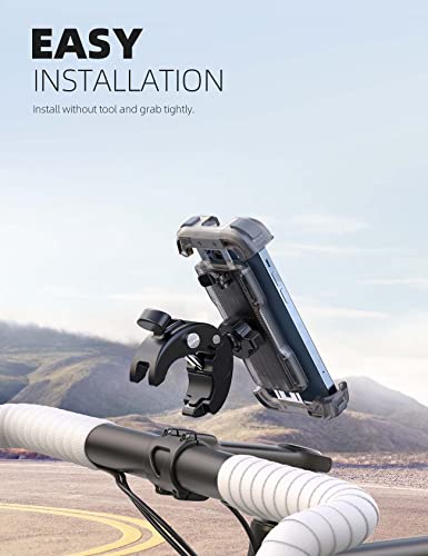 Lamicall Motorcycle Phone Mount, Bike Phone Holder - Upgrade Quick Install Handlebar Clip for Bicycle Scooter, Cell Phone Clamp for iPhone 17 16 15 Pro Max, Galaxy, 4.7-6.8" Phones, Transparent Gray - color: Transparent