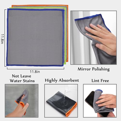XANGNIER Microfiber Glass Cleaning Cloths,3 Pack Streak Free Miracle Cleaning Cloth,Reusable Lint Free Cleaner Towels for Kitchen,Windows,Mirror,Glasses,Car Windshields,Stainless Steel,11.8"×11.8" - color: Multicolor