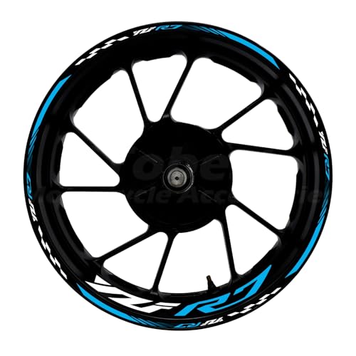 Awonderful 17"Wheel Rim Stickers For Yamaha YZF R7 2022-2024,Sky Blue | Reflective Vinyl Wheel Stripe Kit. Waterproof, Self-Adhesive Decals, Decorate Motorcycle Wheel Rims, Easy to Paste - color: Sky Blue