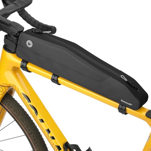 Rhinowalk 2.0L Bike Top Tube Bag Long Waterproof Cycling Frame Bag with Zipper, Easy Access Storage for MTB, Road & Gravel Bikes - color: Black Toptube Bag Long, size: 2.0L