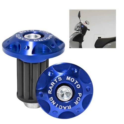 2 PCS Motorcycle Handlebar End Caps, Aluminum Alloy Bar End Covers for 16-18mm Handlebars, Durable Motor Handle Caps Replacement for Electric Scooters & Off-Road Motorcycles (Blue) - color: Blue
