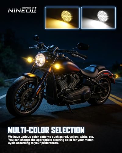 NINEO Motorcycle 1157 LED Turn Signals, White + Amber Bright Blinkers, As Original 2" Bullet Style Models, Front and Daytime Running Lights, Compatible for Most Family Motorcycle, Pack of 2 - size: 1157 48white + 48amber