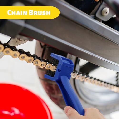 Set of 6 Motorcycle Cleaning Brush Kit, Motorcycle Detailing Wash Kit, Include Easy Reach Brush, Chain, Stiff Tire, Detailing Brush, Wool Wash Mitt, Microfiber Towel for Motorcycle, Bicycle