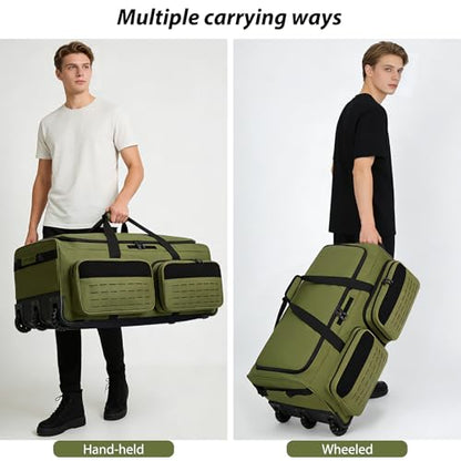 Rolling Duffle Bag with Wheels,120L Large Deployment Bag,Waterproof Military Duffle Bags for Tactical Military Deployment Camping - color: Green