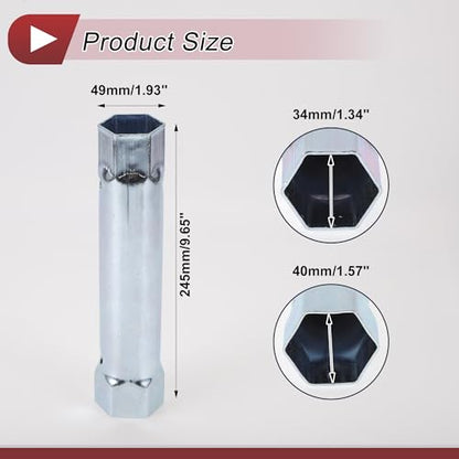 1 Pcs Spark Plug Socket Wrench Durable Spanner Socket Remover 205x49mm Silver Tone High Carbon Steel Hexagon 34mm,40mm for Car Motorcycle Lawn Mower