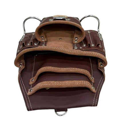 Zeluga 20-110 10 Pocket Rigger Heavy Duty Leather Tool Bag, Brown - color: Brown