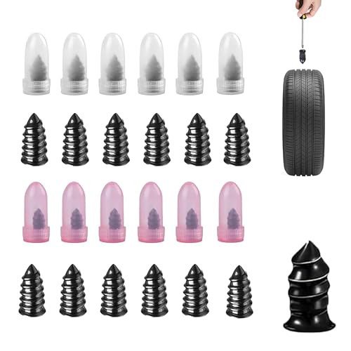 Tire Repair Rubber Nails Kit, 2026 Upgrade Screw in Tire Repair Plugs Fast Self Service Tire Repair Tools, Tire Repair Rubber Nail for Car Truck, Tractor Tire, Motorcycle (25 Pcs) - color: 25 Pcs