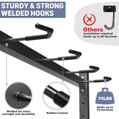 WALMANN Freestanding Bike Stand for Garage, 5 Bikes Vertical Bike Storage Stand Heavy Duty Bike Floor Stand, Holds Up to 70 lbs/Hook - style: Bike stand for 5 bikes
