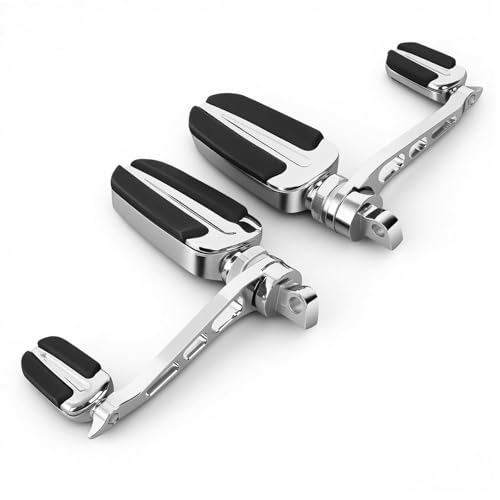 2 Pack Motorcycle Highway Foot Pegs Compatible With Harley Engine Guard 1.25 In Crash Bar Mount, Adjustable Angle Rider Rest Pegs, Non Slip Rubber Inserts, For Touring Long Distance Riding