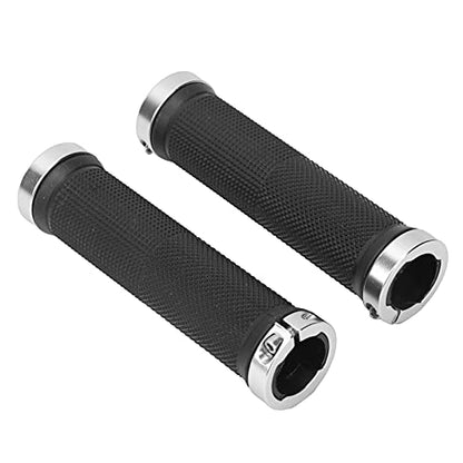 1 Pair Bike Handlebar Grips, Lightweight Rubber Handlebar Sleeve for Mountain Bike - color: Silver