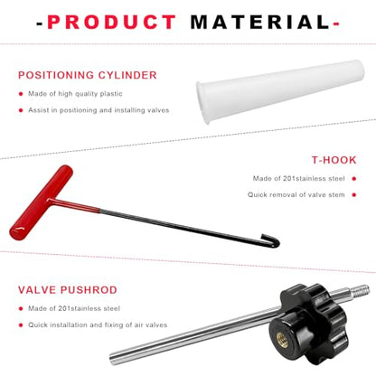 7 PCS Quick Change Tire Valve Tool Kit, Tire Valve Stem Core Quickly Replacement Tool for Replacing Leaky Valves, Stem Installer with 4 TR413 Valves for Car Truck Motorcycle