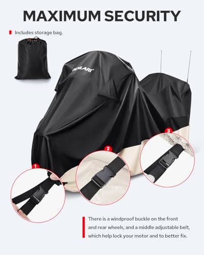 Benlari Motorcycle Cover Waterproof with Side Top Box Compatible with Harley Davidson Touring Ultra Limited Street Glide Road Glide Electra Glide Outdoor All Weather Protection, XL,116" x 47" x 53" - size: XL (116" x 47" x 53"), style: Touring Ultra