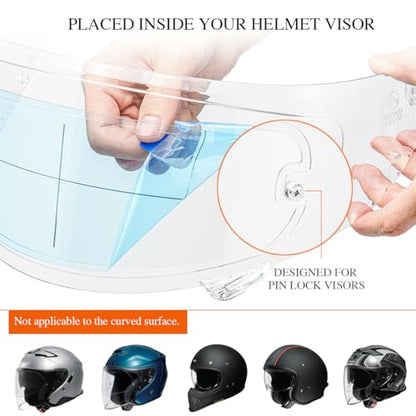 Full Face Helmet Shield Anti Fog Film for Motorcycle Helmet Visor Insert Fog-Resistant 3.46" x 10.7" | Fog Free Clear Visor for Safe Riding in Humid Cold Weather,Long-Term Effects,Self Adhesive Edge Banding - size: Super Clear - Over 90 Seconds