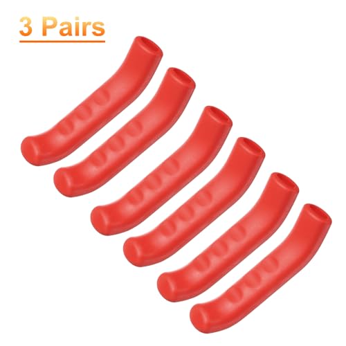 HARFINGTON 3 Pairs Bike Brake Lever Cover Silicone Brake Lever Grip Protector Anti-Slip Brake Handle Protection Covers Sleeve for Mountain Road Bike Cycling, Red - color: Red