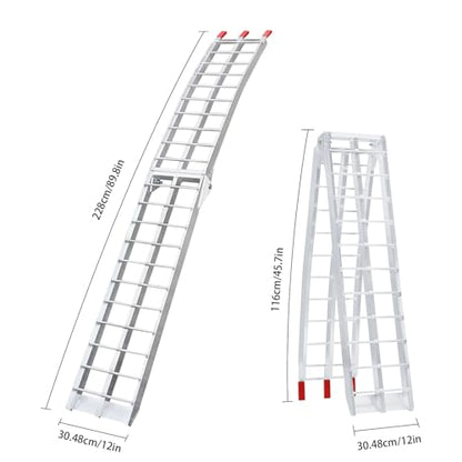 Aluminum Folding Trailer Ramps 2-Pack, 90 * 12inch Heavy Duty Loading Ramps, 1500lbs Capacity for ATV UTV Motorcycle Tractor Truck