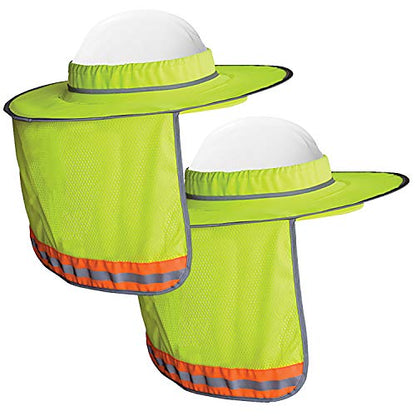 Wolf High-Visibility Orange Reflective Full-Brim Hard Hat Mesh Sun Visor Neck Shade - color: Hi-viz Yellow-lime