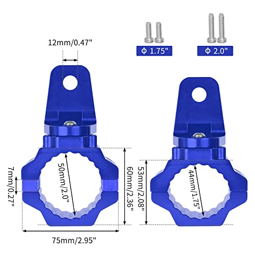 ZIDIYORUO UTV Whip and Spot Light Mount, 360 Rotating Flag Hole, Aluminium Alloy, 1.75" to 2" Roll Cage (2 PCS Blue) - color: Blue, size: 2 pcs